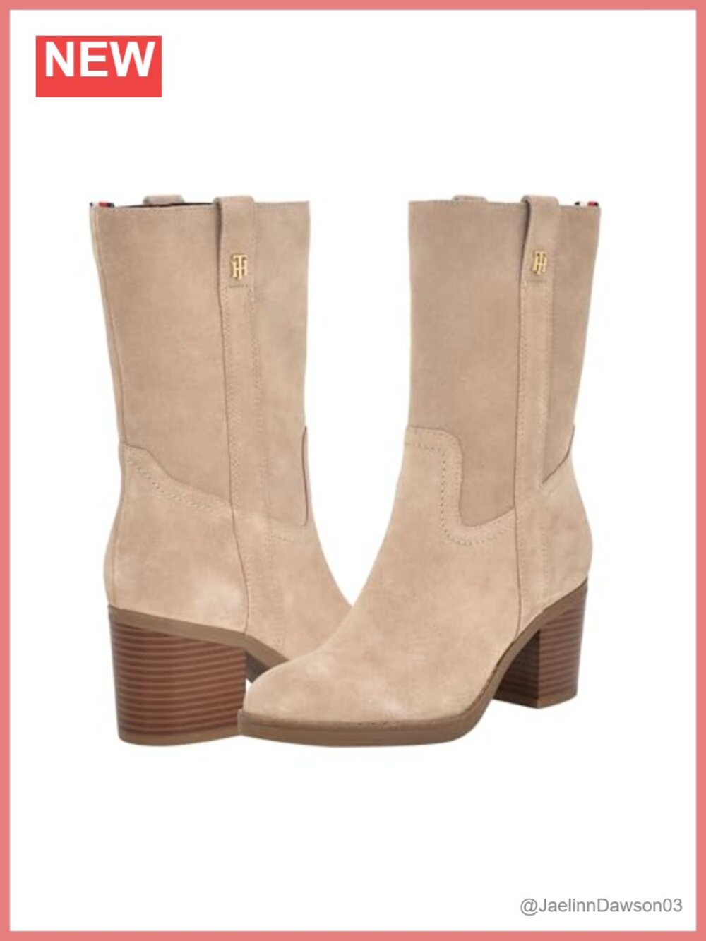 Faux Suede Mid-Calf Western Bootie with Block Heel and Zip